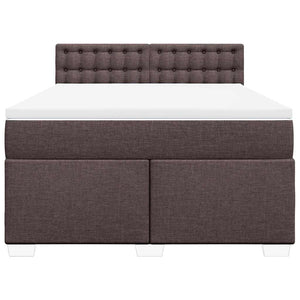 Κρεβάτι Boxspring με Στρώμα Σκούρο Καφέ 140x190 εκ. Υφασμάτινο - Pakobazaar
