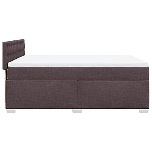 Κρεβάτι Boxspring με Στρώμα Σκούρο Καφέ 140x190 εκ. Υφασμάτινο - Pakobazaar