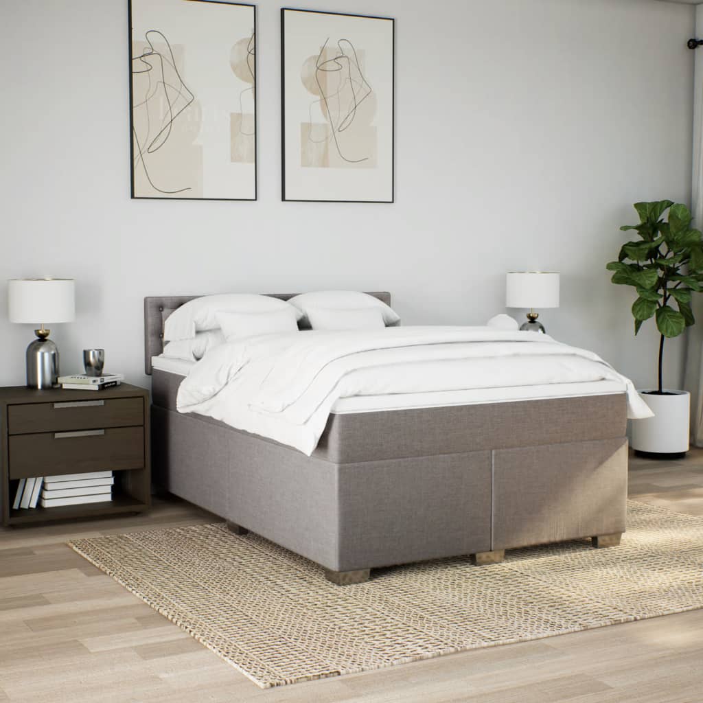 Κρεβάτι Boxspring με Στρώμα Taupe 140x190 εκ. Υφασμάτινο