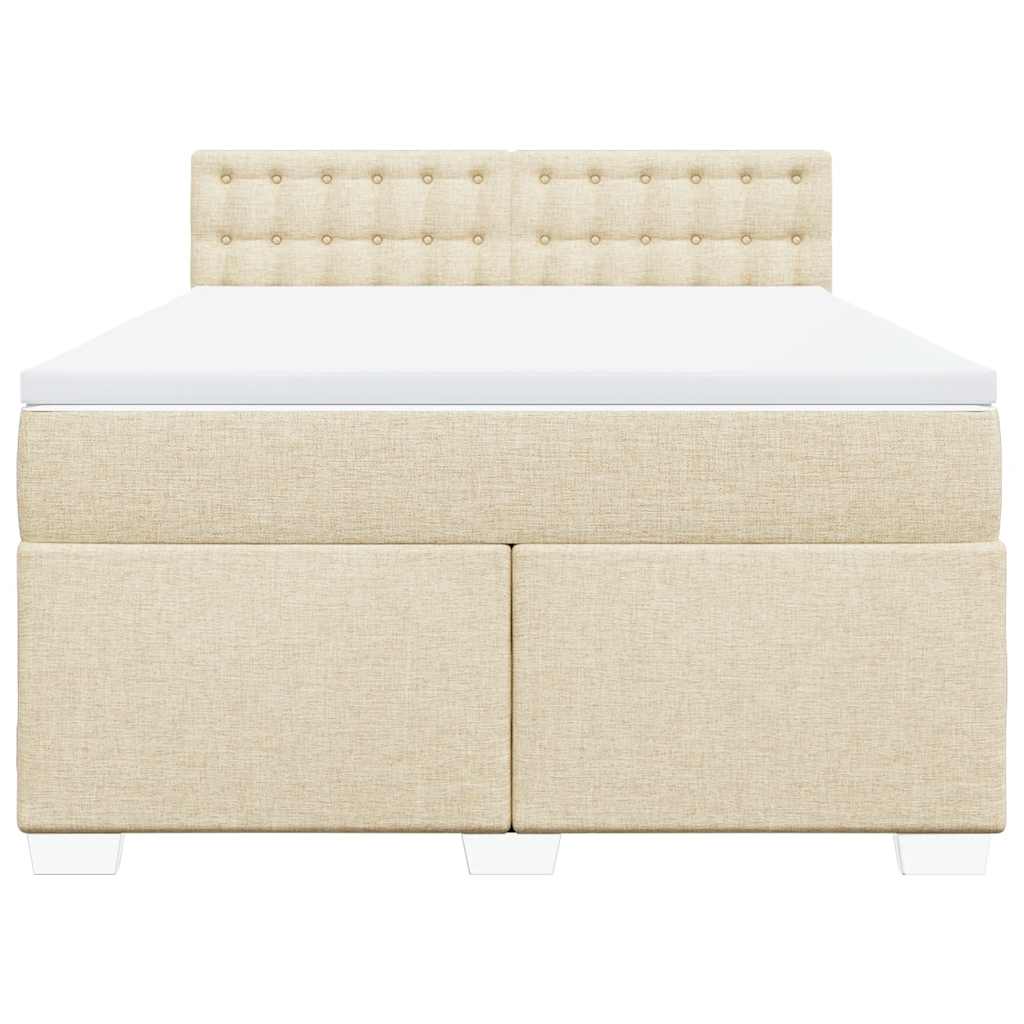 Κρεβάτι Boxspring με Στρώμα Κρεμ 140x190 εκ. Υφασμάτινο - Pakobazaar