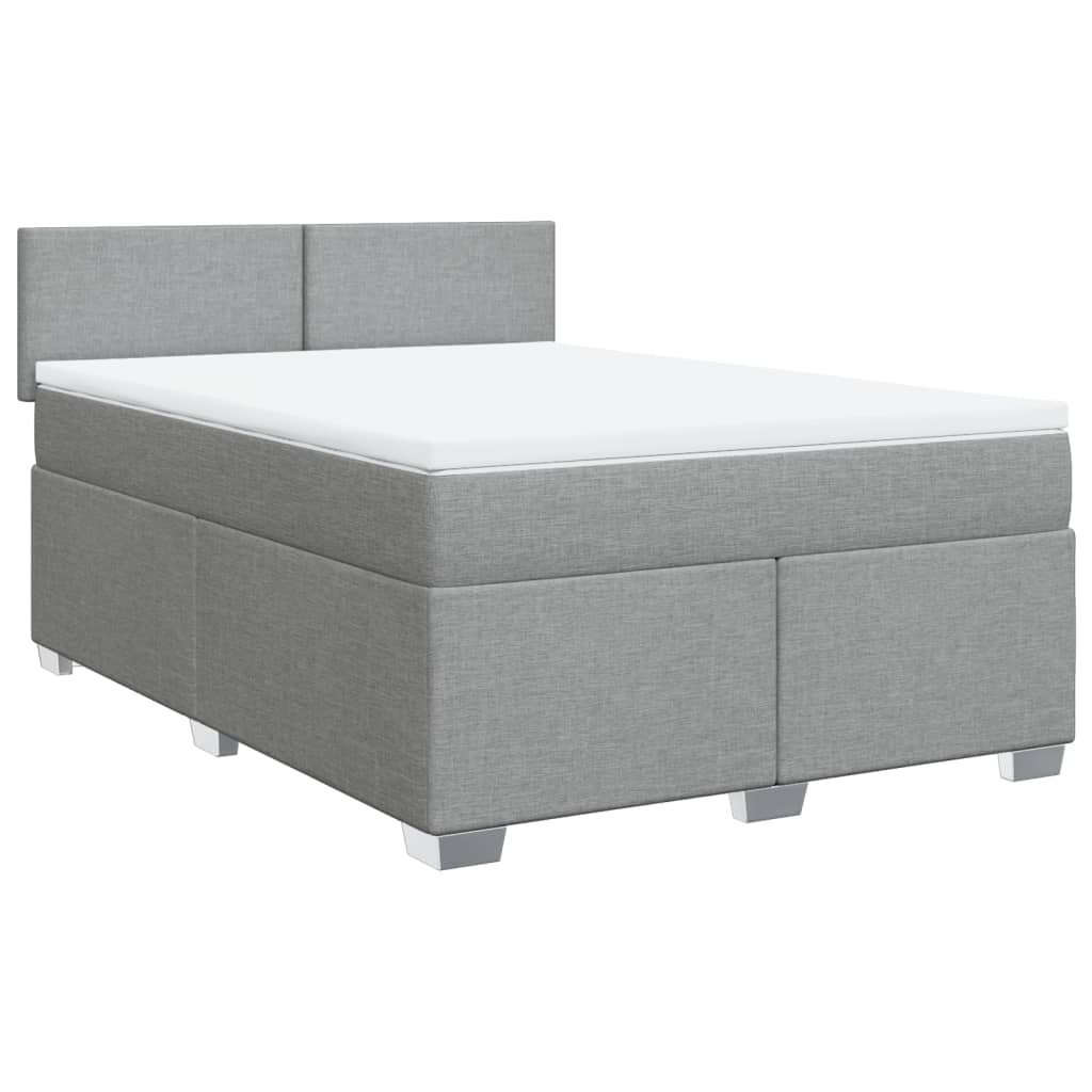 Κρεβάτι Boxspring με Στρώμα Ανοιχτό Γκρι 140x200 εκ. Υφασμάτινο