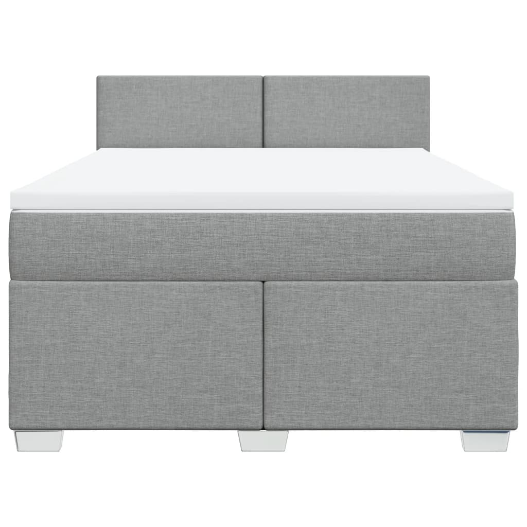 Κρεβάτι Boxspring με Στρώμα Ανοιχτό Γκρι 140x200 εκ. Υφασμάτινο
