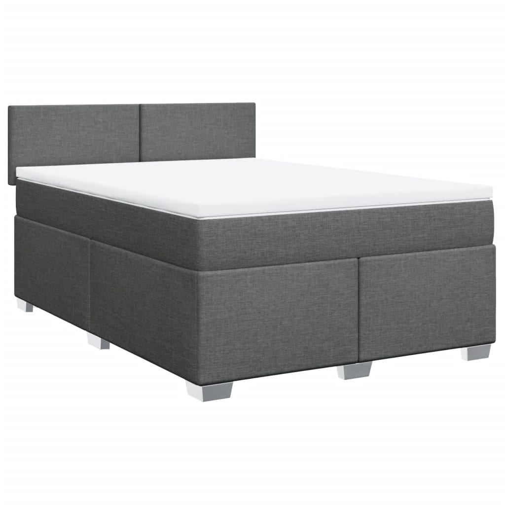 Κρεβάτι Boxspring με Στρώμα Σκούρο Γκρι 140x200 εκ Υφασμάτινο