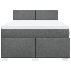 Κρεβάτι Boxspring με Στρώμα Σκούρο Γκρι 140x200 εκ Υφασμάτινο