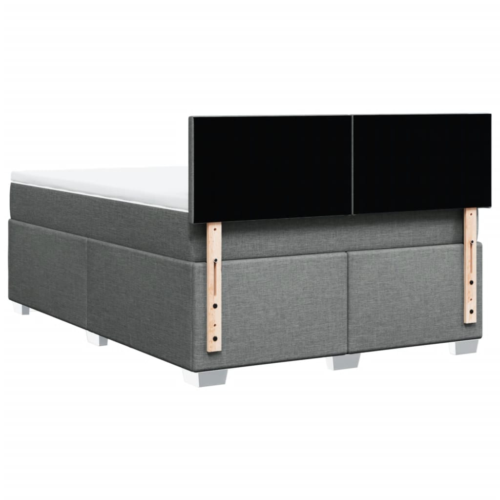 Κρεβάτι Boxspring με Στρώμα Σκούρο Γκρι 140x200 εκ Υφασμάτινο