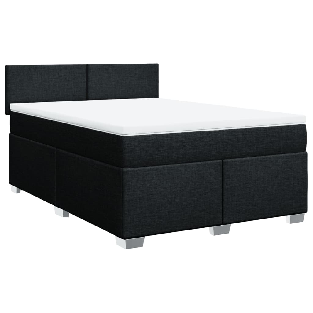 Κρεβάτι Boxspring με Στρώμα Μαύρο 140x200 εκ. Υφασμάτινο - Pakobazaar