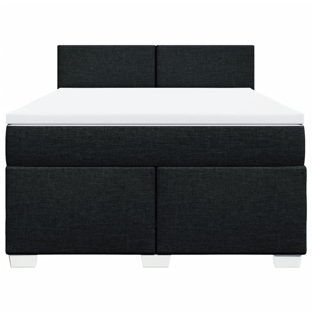 Κρεβάτι Boxspring με Στρώμα Μαύρο 140x200 εκ. Υφασμάτινο - Pakobazaar