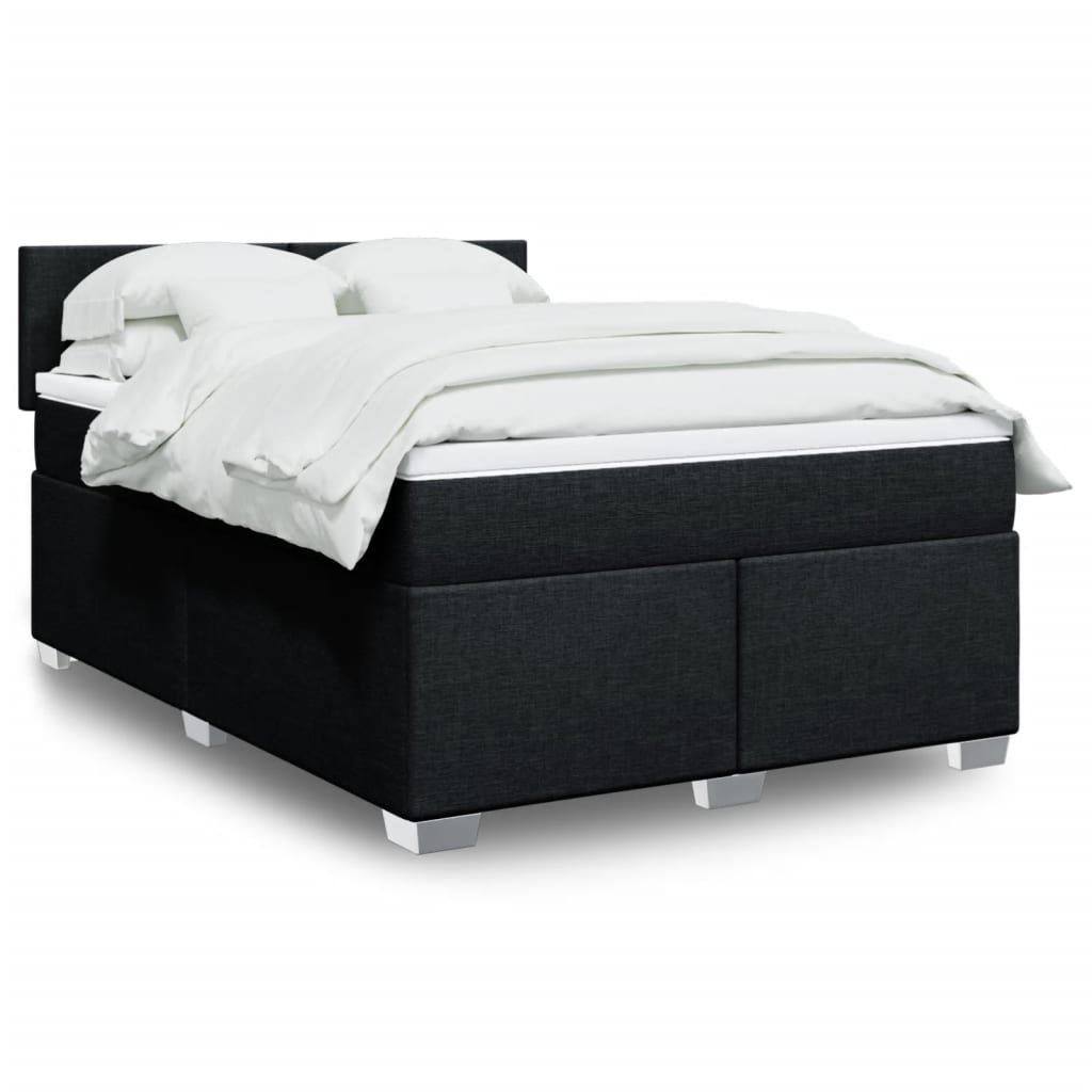 Κρεβάτι Boxspring με Στρώμα Μαύρο 140x200 εκ. Υφασμάτινο - Pakobazaar