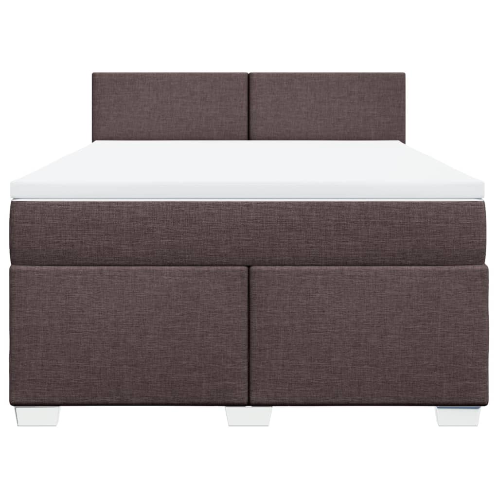 Κρεβάτι Boxspring με Στρώμα Σκούρο Καφέ 140x200 εκ Υφασμάτινο