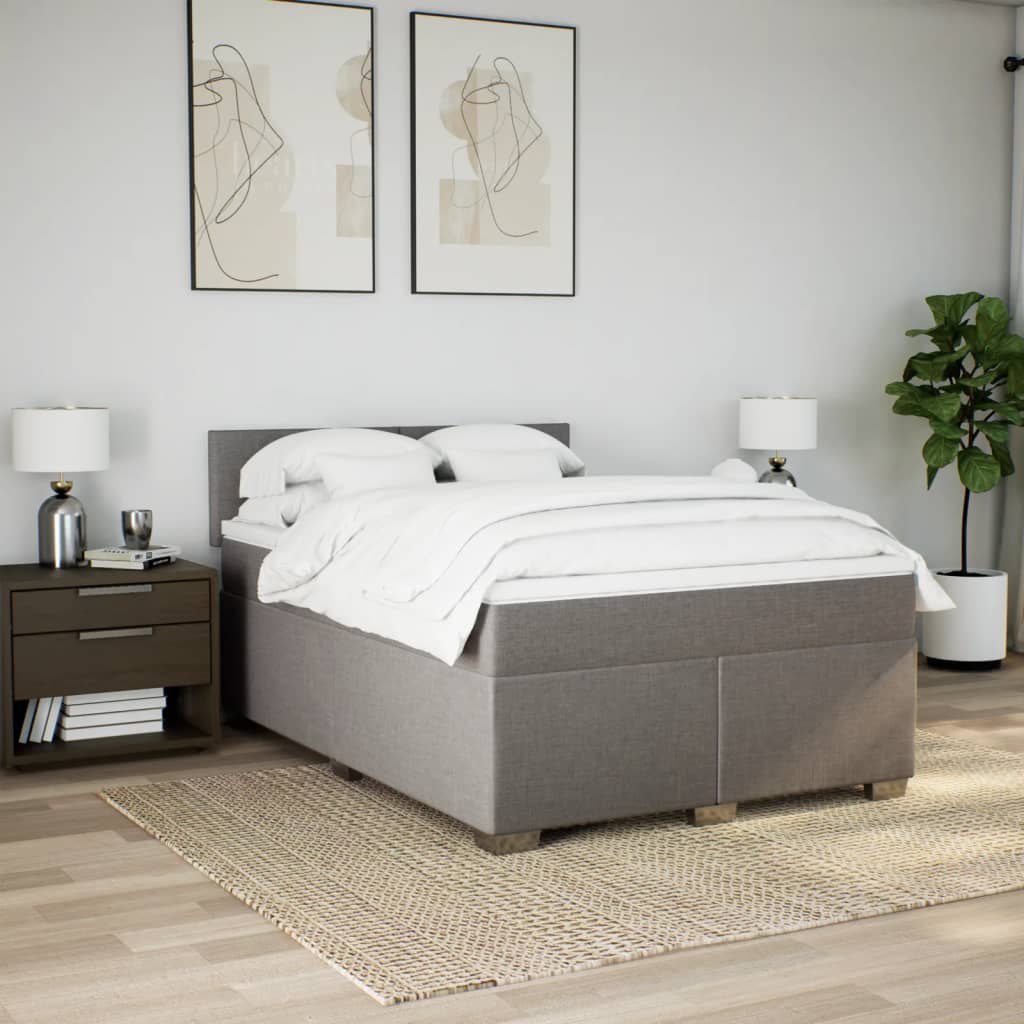 Κρεβάτι Boxspring με Στρώμα Taupe 140x200 εκ. Υφασμάτινο