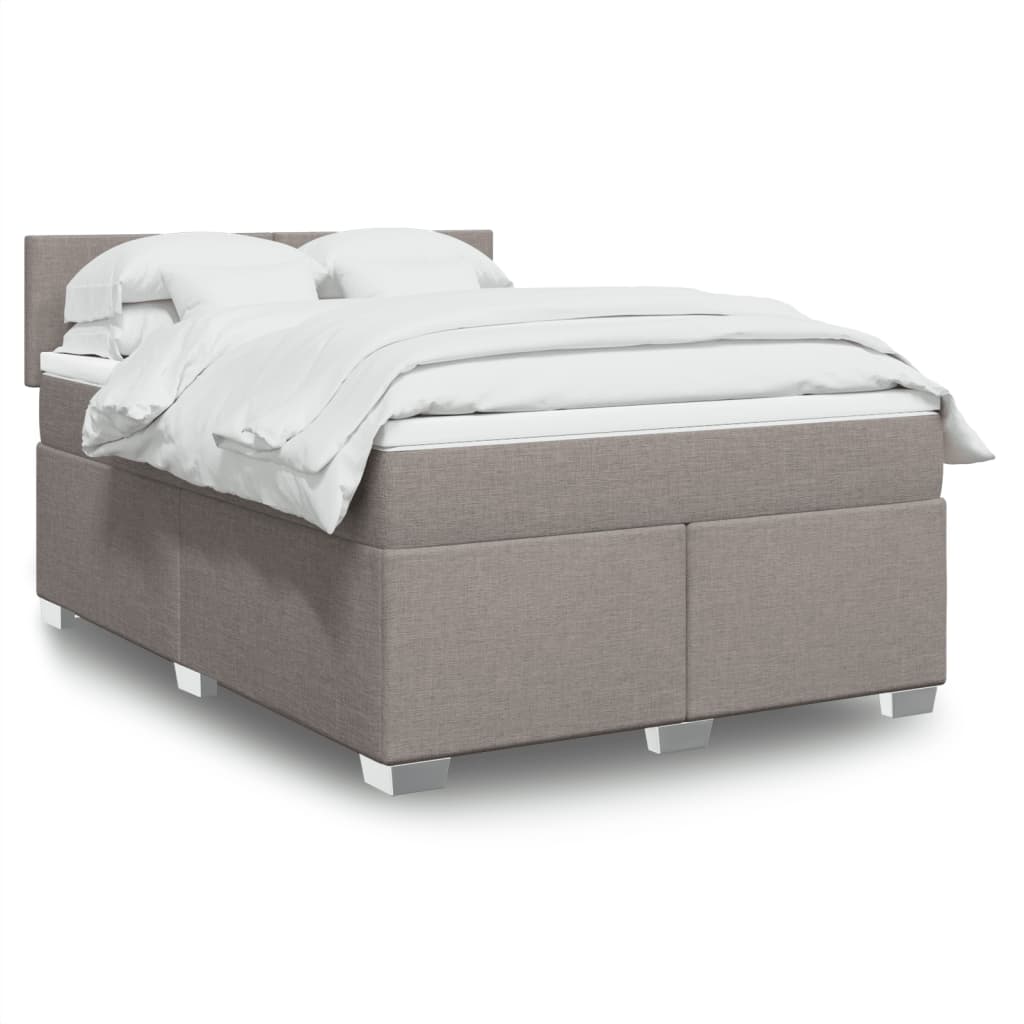 Κρεβάτι Boxspring με Στρώμα Taupe 140x200 εκ. Υφασμάτινο