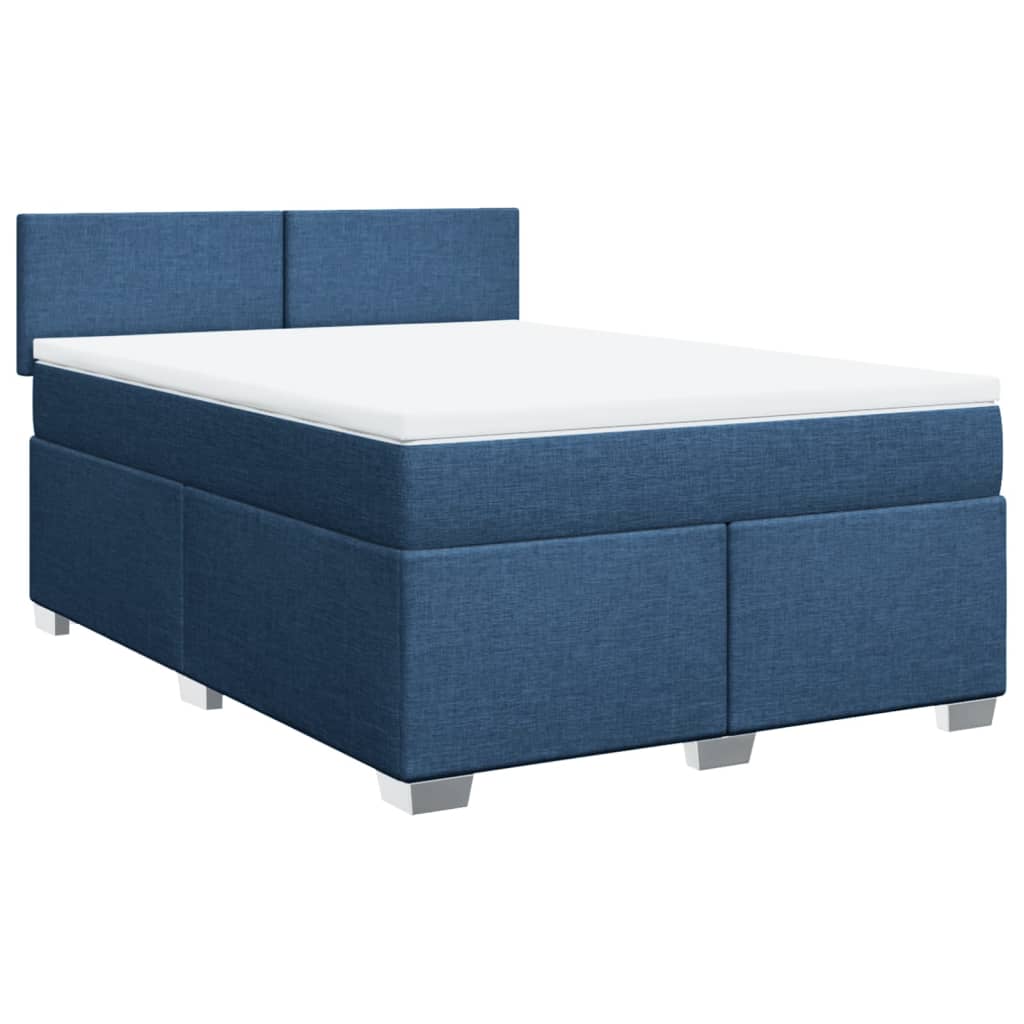 Κρεβάτι Boxspring με Στρώμα Μπλε 140x200 εκ. Υφασμάτινο