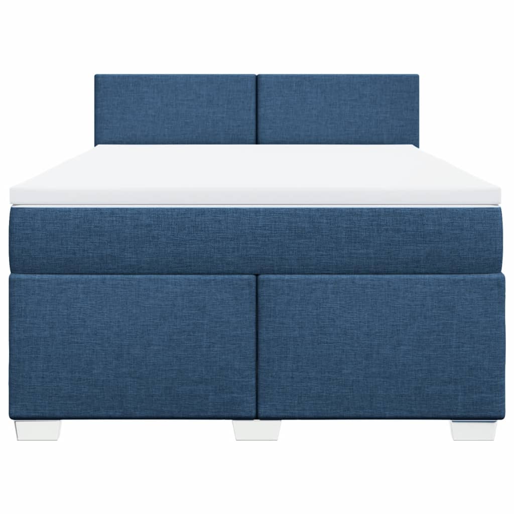 Κρεβάτι Boxspring με Στρώμα Μπλε 140x200 εκ. Υφασμάτινο