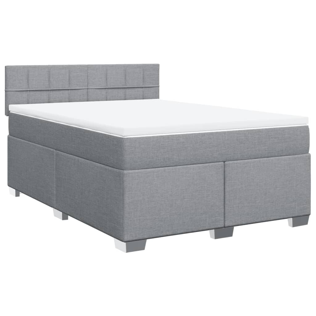 Κρεβάτι Boxspring με Στρώμα Ανοιχτό Γκρι 140x200 εκ. Υφασμάτινο - Pakobazaar