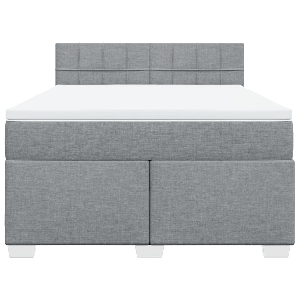 Κρεβάτι Boxspring με Στρώμα Ανοιχτό Γκρι 140x200 εκ. Υφασμάτινο - Pakobazaar