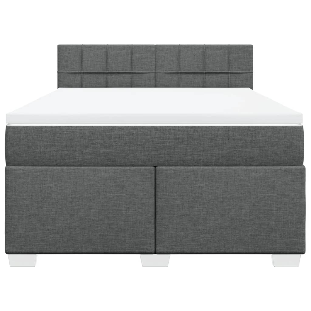 Κρεβάτι Boxspring με Στρώμα Σκούρο Γκρι 140x200 εκ Υφασμάτινο - Pakobazaar