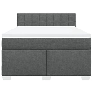 Κρεβάτι Boxspring με Στρώμα Σκούρο Γκρι 140x200 εκ Υφασμάτινο - Pakobazaar