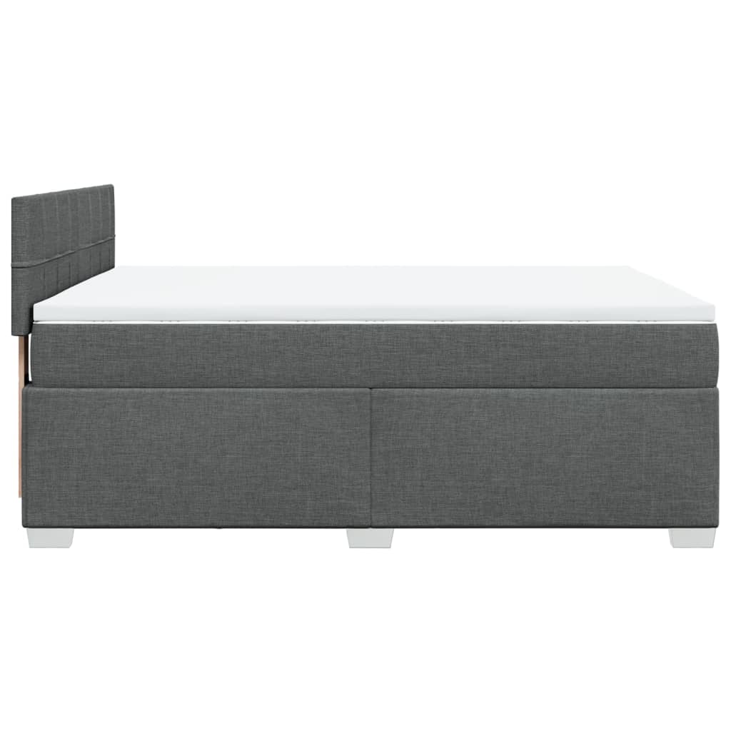 Κρεβάτι Boxspring με Στρώμα Σκούρο Γκρι 140x200 εκ Υφασμάτινο - Pakobazaar