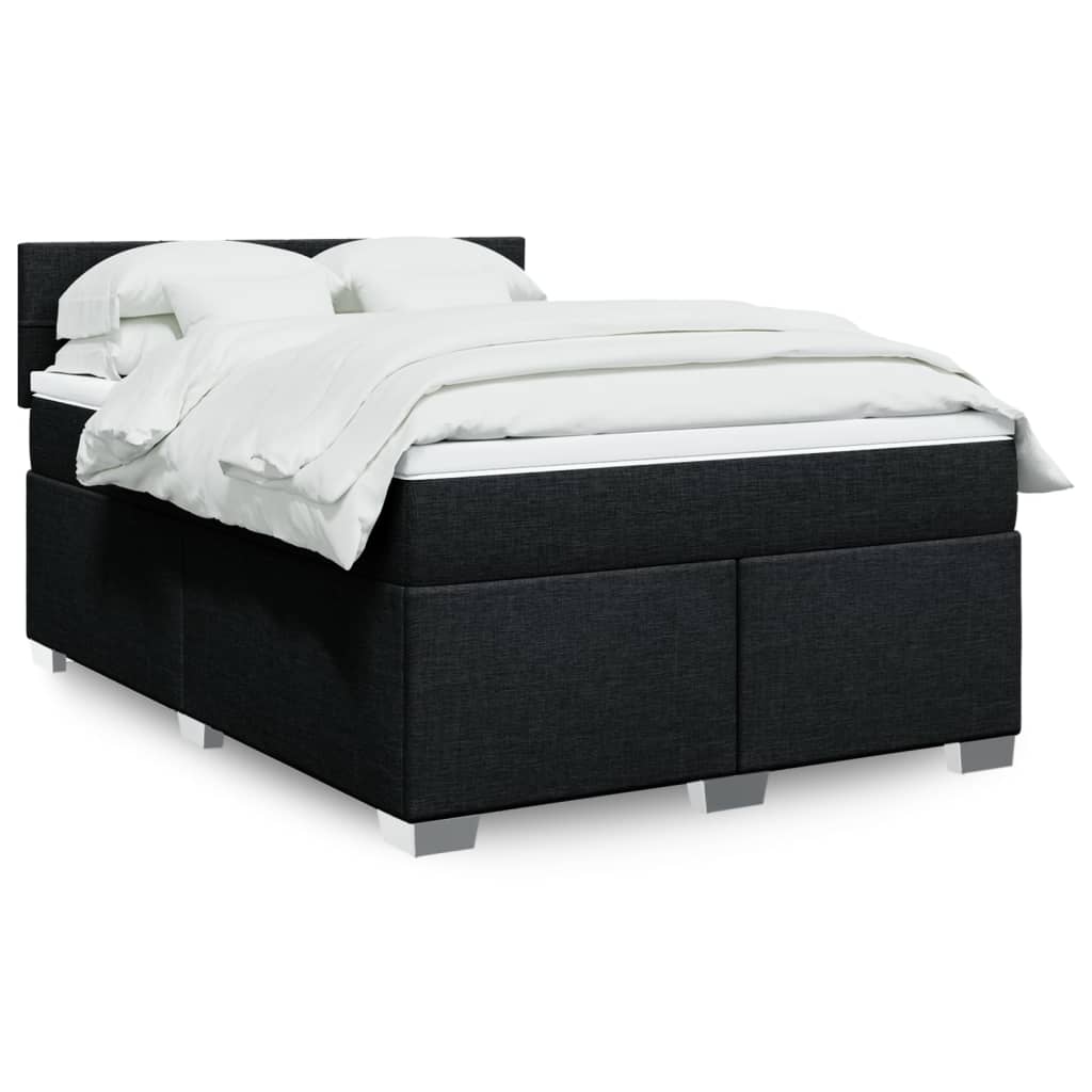 Κρεβάτι Boxspring με Στρώμα Μαύρο 140x200 εκ. Υφασμάτινο - Pakobazaar