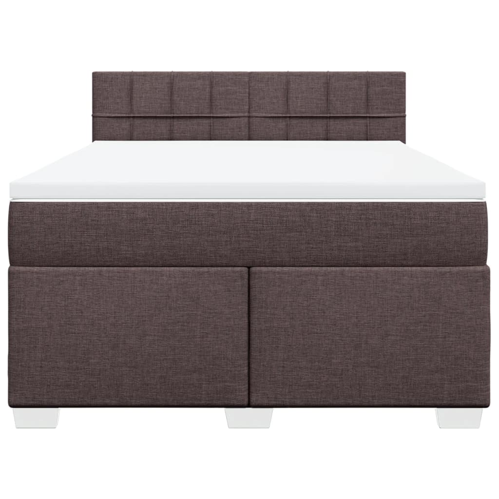 Κρεβάτι Boxspring με Στρώμα Σκούρο Καφέ 140x200 εκ Υφασμάτινο