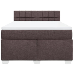 Κρεβάτι Boxspring με Στρώμα Σκούρο Καφέ 140x200 εκ Υφασμάτινο