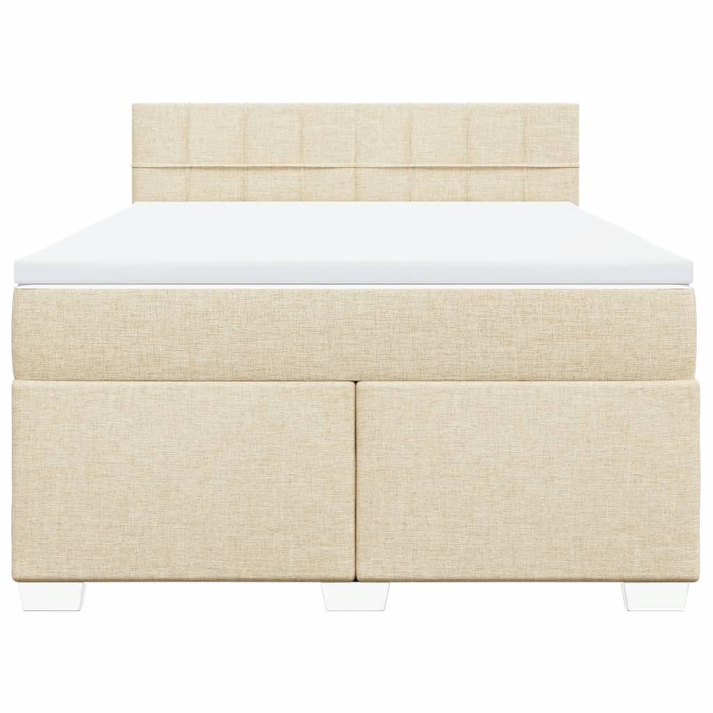 Κρεβάτι Boxspring με Στρώμα Κρεμ 140x200 εκ. Υφασμάτινο - Pakobazaar