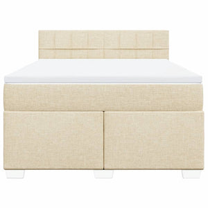 Κρεβάτι Boxspring με Στρώμα Κρεμ 140x200 εκ. Υφασμάτινο - Pakobazaar