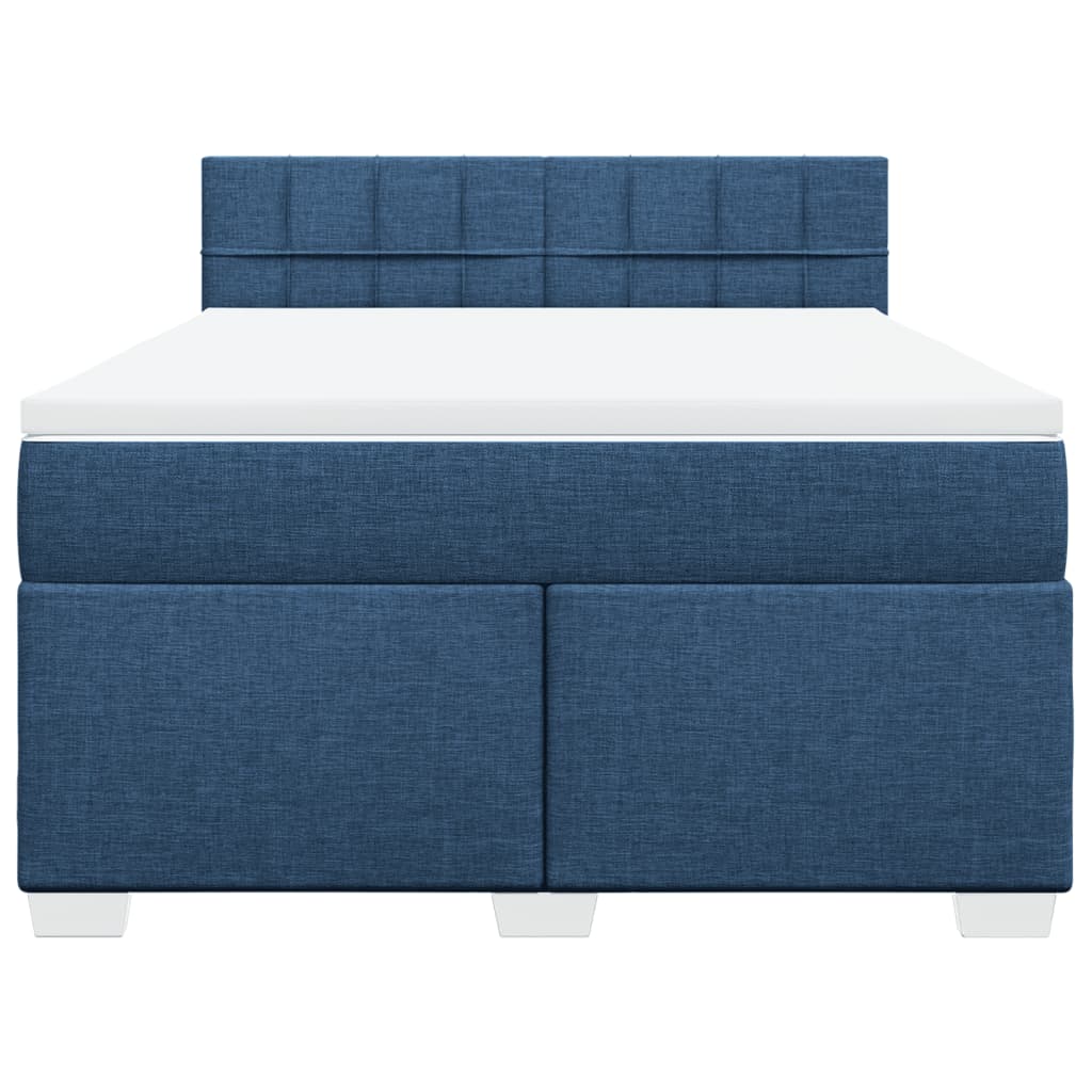 Κρεβάτι Boxspring με Στρώμα Μπλε 140x200 εκ. Υφασμάτινο