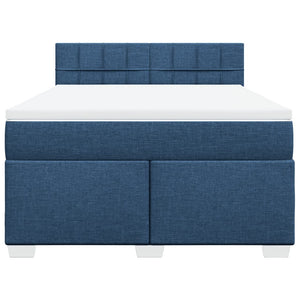 Κρεβάτι Boxspring με Στρώμα Μπλε 140x200 εκ. Υφασμάτινο