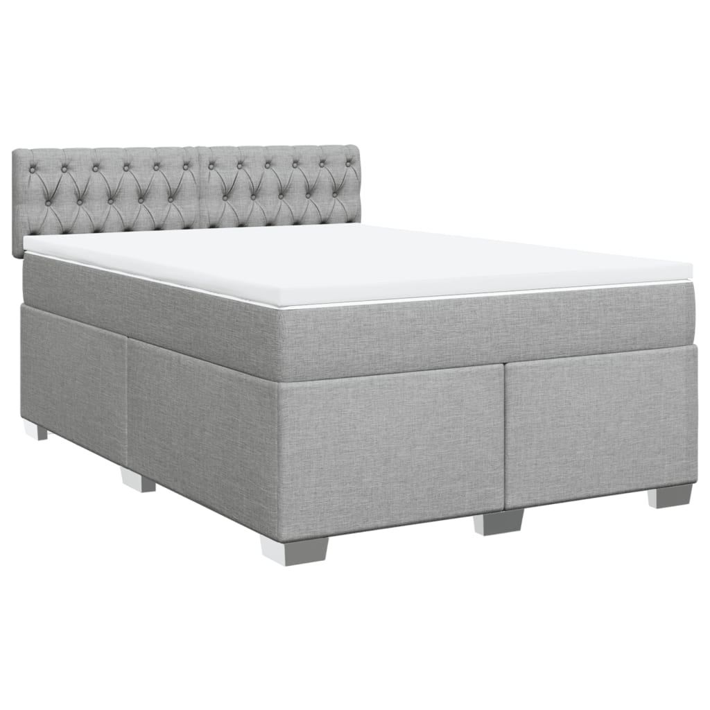Κρεβάτι Boxspring με Στρώμα Ανοιχτό Γκρι 140x200 εκ. Υφασμάτινο
