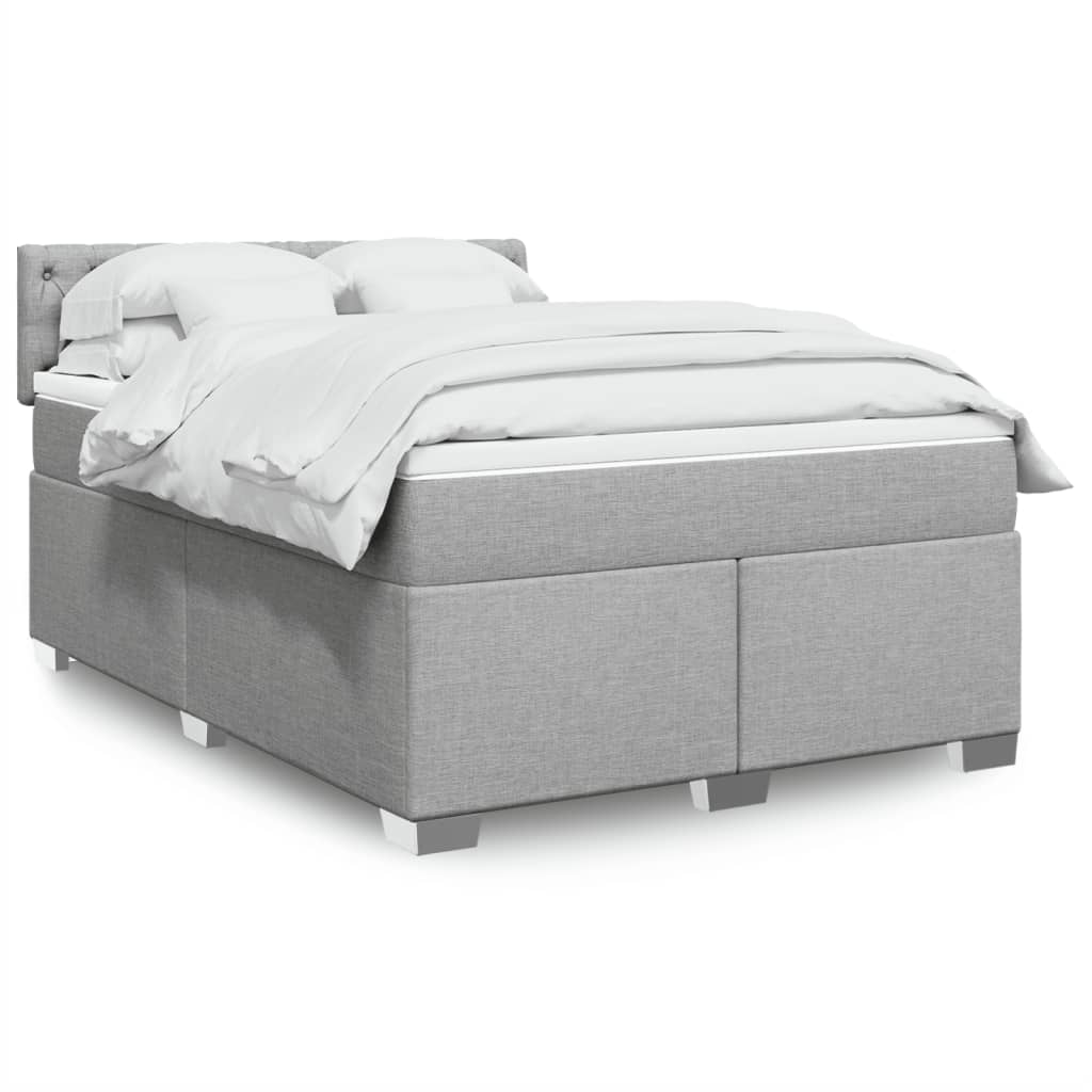 Κρεβάτι Boxspring με Στρώμα Ανοιχτό Γκρι 140x200 εκ. Υφασμάτινο