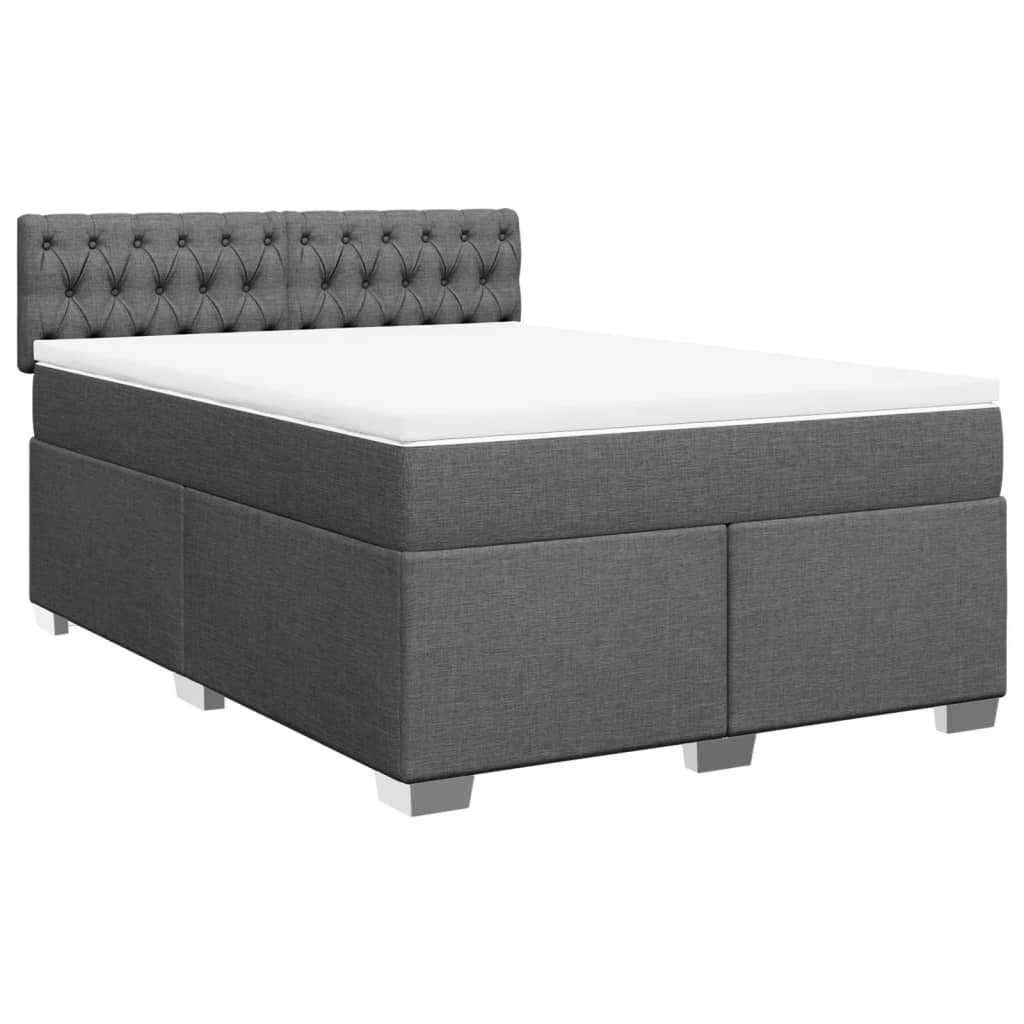 Κρεβάτι Boxspring με Στρώμα Σκούρο Γκρι 140x200 εκ Υφασμάτινο