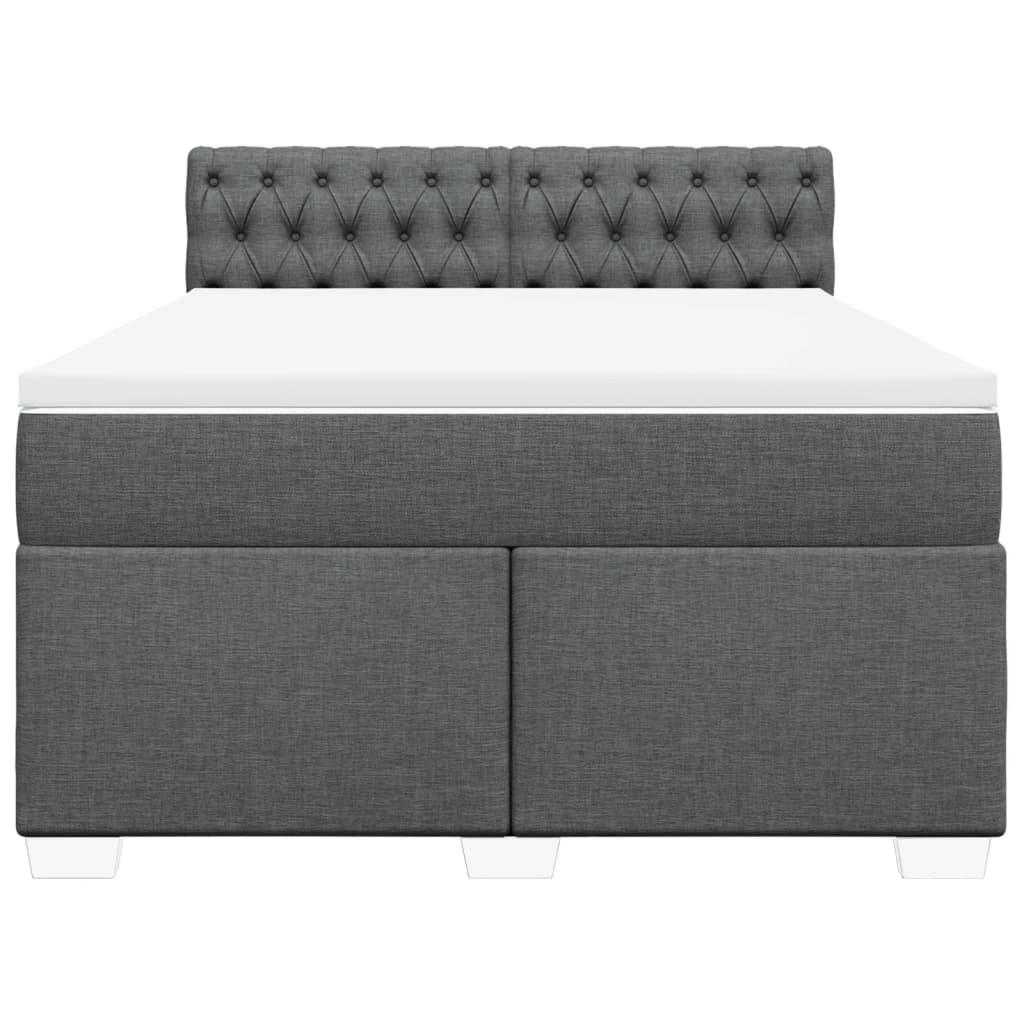 Κρεβάτι Boxspring με Στρώμα Σκούρο Γκρι 140x200 εκ Υφασμάτινο