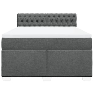 Κρεβάτι Boxspring με Στρώμα Σκούρο Γκρι 140x200 εκ Υφασμάτινο