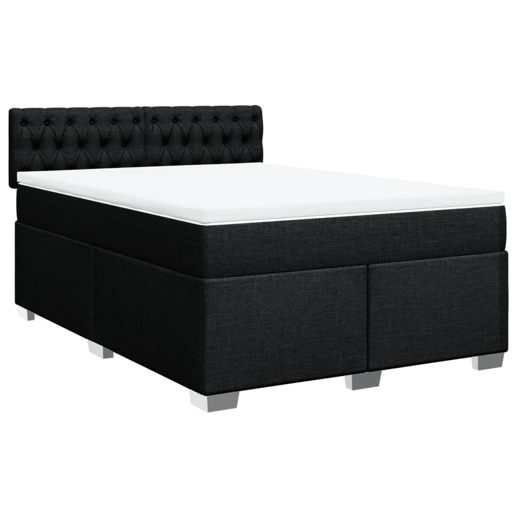 Κρεβάτι Boxspring με Στρώμα Μαύρο 140x200 εκ. Υφασμάτινο - Pakobazaar