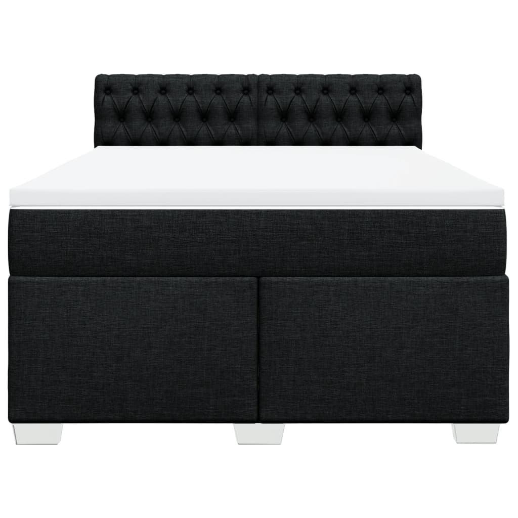 Κρεβάτι Boxspring με Στρώμα Μαύρο 140x200 εκ. Υφασμάτινο - Pakobazaar