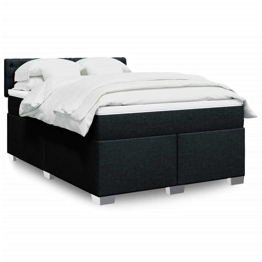 Κρεβάτι Boxspring με Στρώμα Μαύρο 140x200 εκ. Υφασμάτινο - Pakobazaar