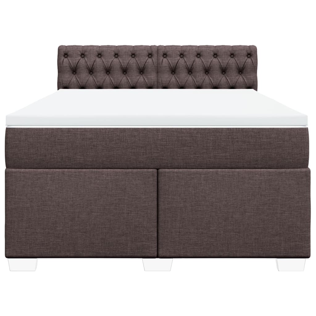 Κρεβάτι Boxspring με Στρώμα Σκούρο Καφέ 140x200 εκ Υφασμάτινο - Pakobazaar