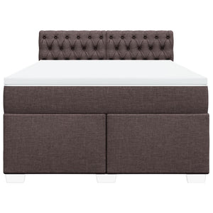 Κρεβάτι Boxspring με Στρώμα Σκούρο Καφέ 140x200 εκ Υφασμάτινο - Pakobazaar