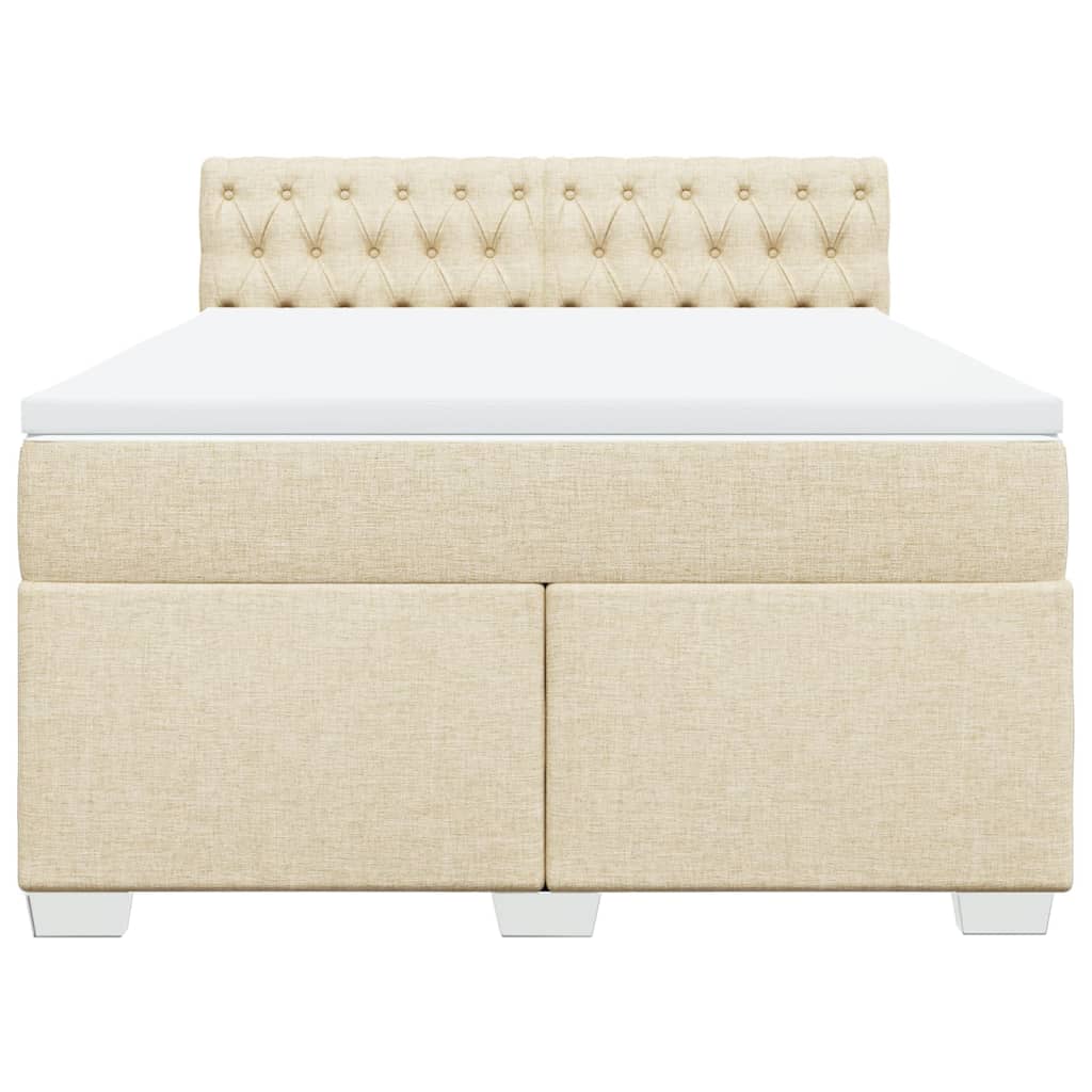 Κρεβάτι Boxspring με Στρώμα Κρεμ 140x200 εκ. Υφασμάτινο - Pakobazaar