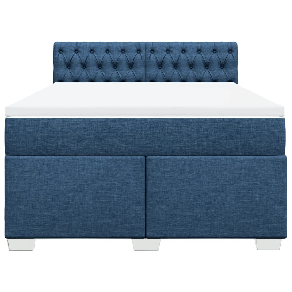 Κρεβάτι Boxspring με Στρώμα Μπλε 140x200 εκ. Υφασμάτινο