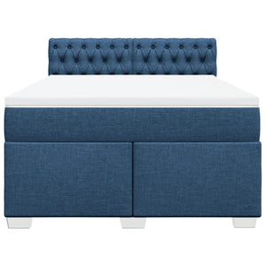 Κρεβάτι Boxspring με Στρώμα Μπλε 140x200 εκ. Υφασμάτινο