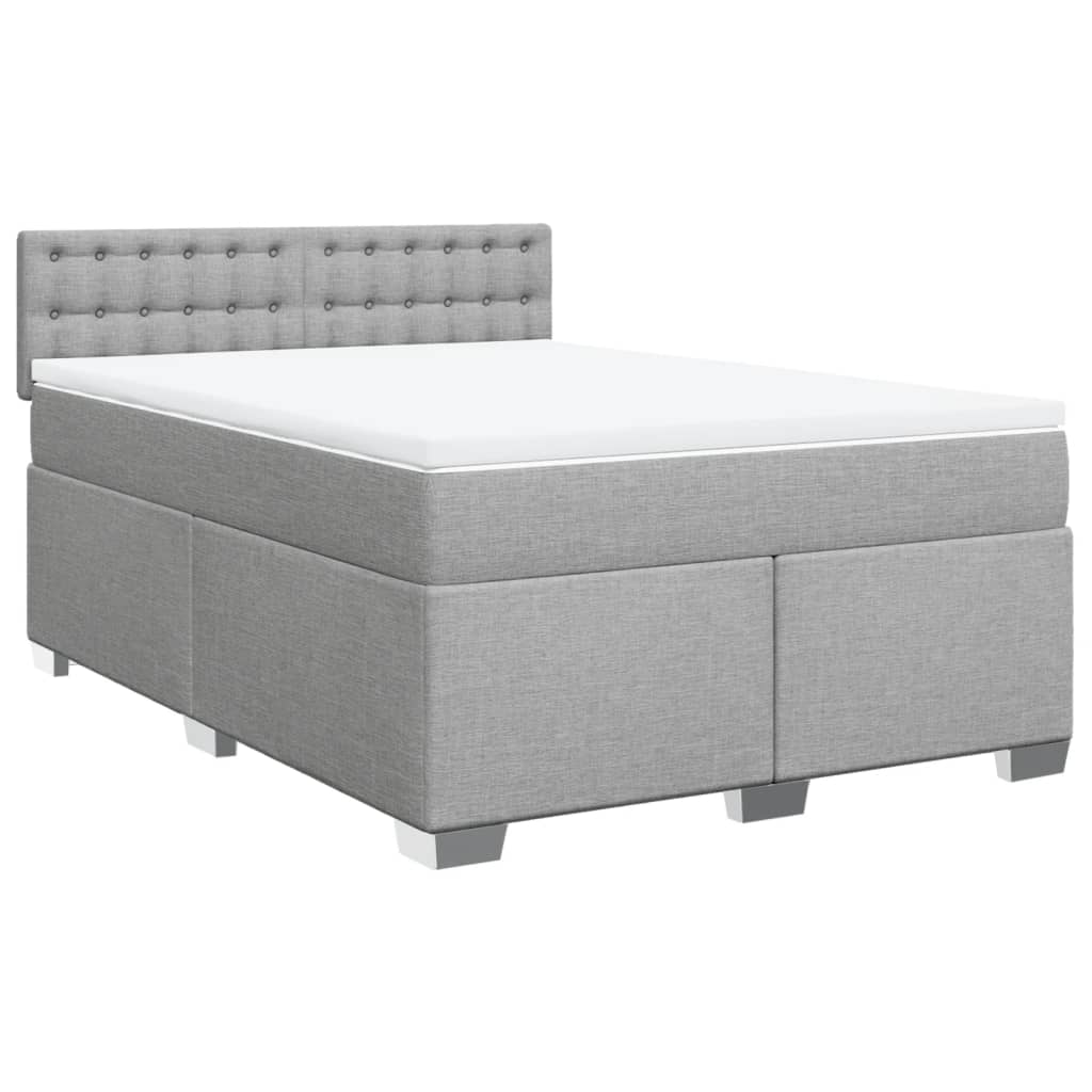 Κρεβάτι Boxspring με Στρώμα Ανοιχτό Γκρι 140x200 εκ. Υφασμάτινο