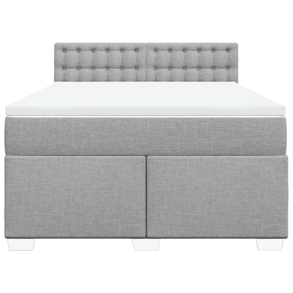 Κρεβάτι Boxspring με Στρώμα Ανοιχτό Γκρι 140x200 εκ. Υφασμάτινο