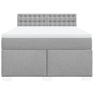Κρεβάτι Boxspring με Στρώμα Ανοιχτό Γκρι 140x200 εκ. Υφασμάτινο