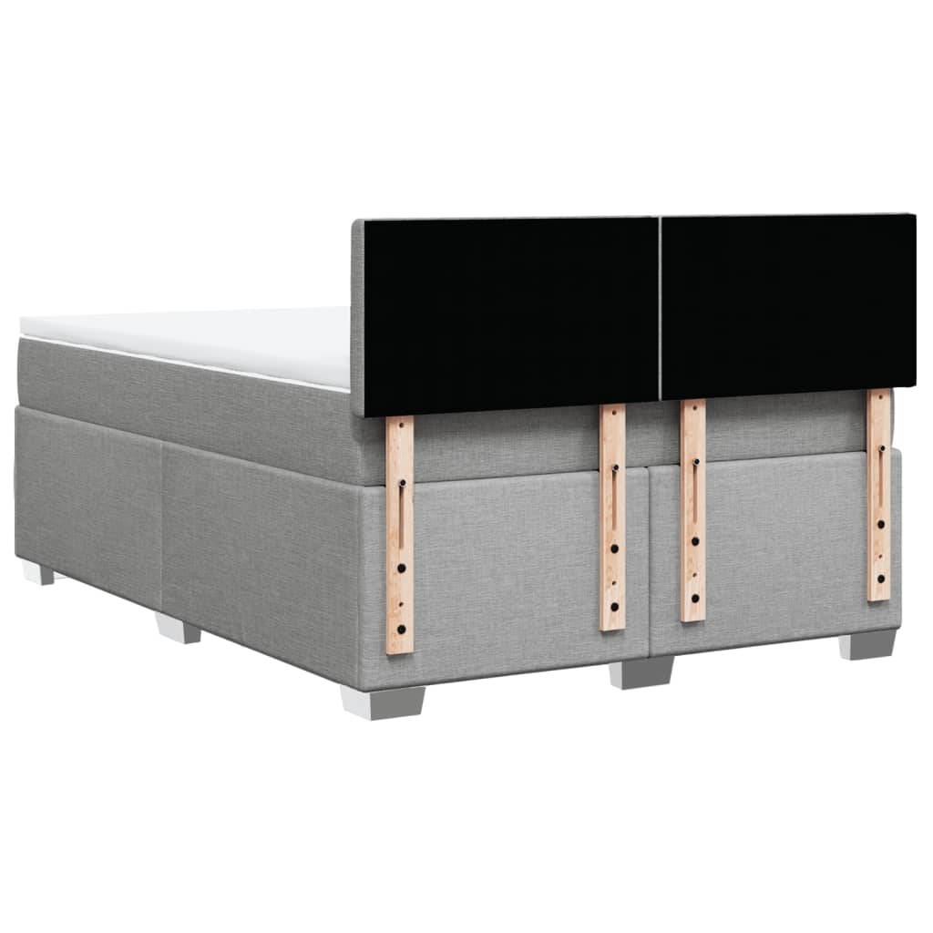 Κρεβάτι Boxspring με Στρώμα Ανοιχτό Γκρι 140x200 εκ. Υφασμάτινο