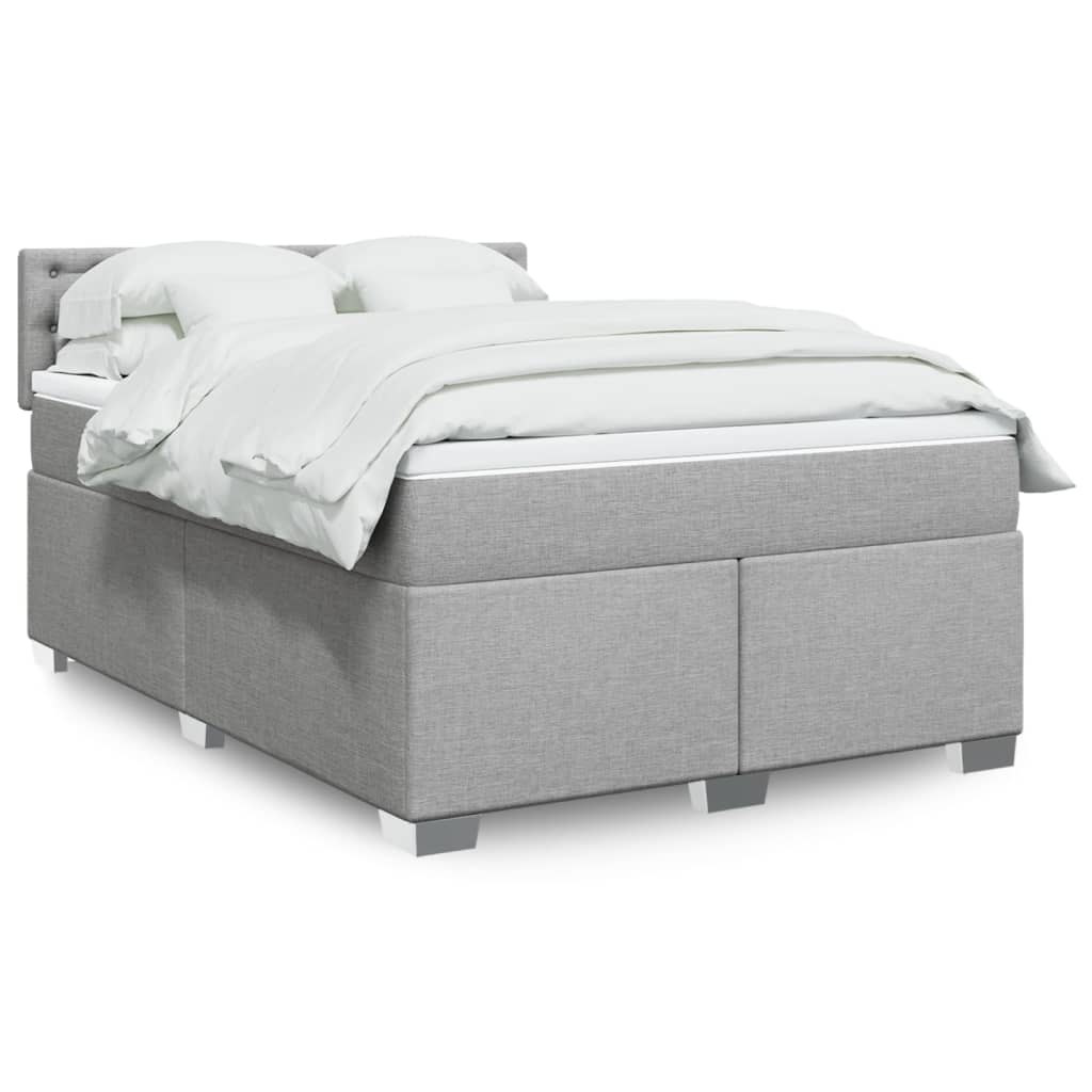 Κρεβάτι Boxspring με Στρώμα Ανοιχτό Γκρι 140x200 εκ. Υφασμάτινο