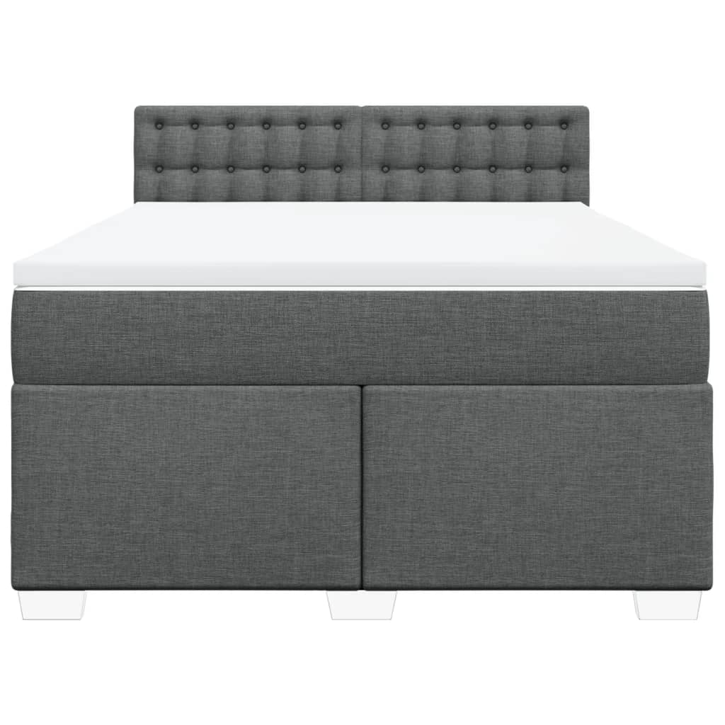 Κρεβάτι Boxspring με Στρώμα Σκούρο Γκρι 140x200 εκ Υφασμάτινο