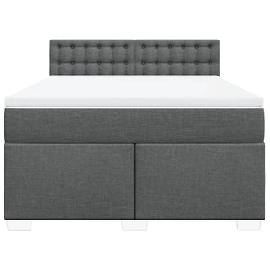 Κρεβάτι Boxspring με Στρώμα Σκούρο Γκρι 140x200 εκ Υφασμάτινο