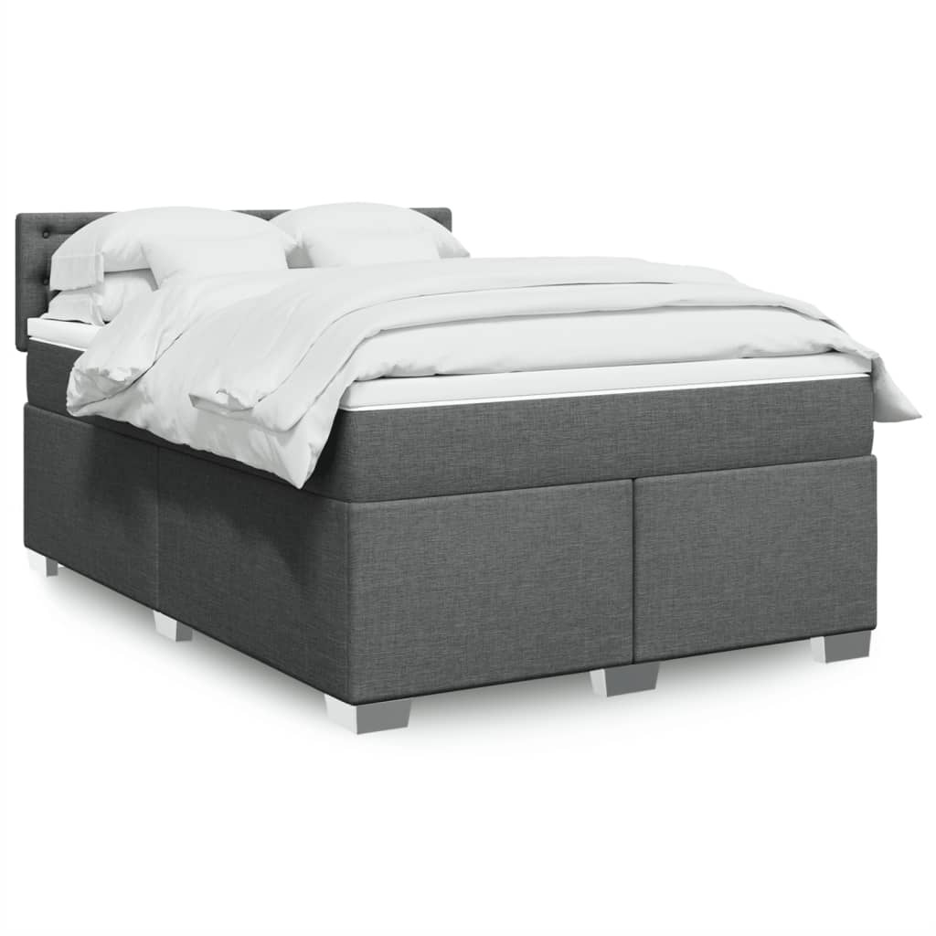 Κρεβάτι Boxspring με Στρώμα Σκούρο Γκρι 140x200 εκ Υφασμάτινο